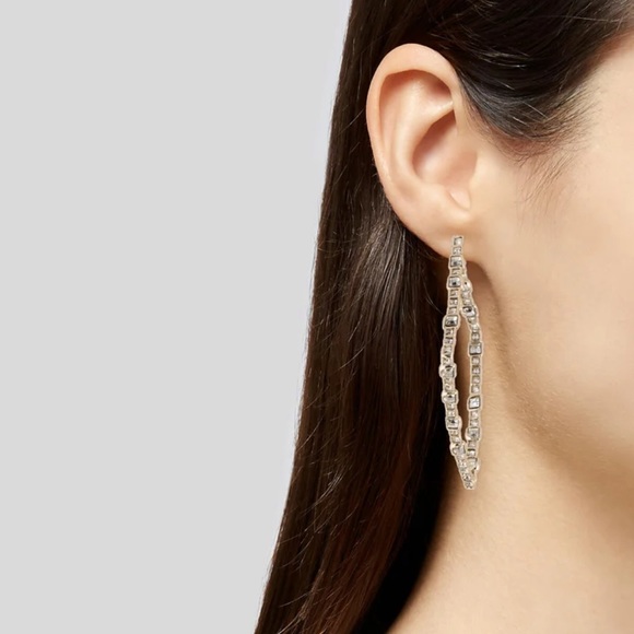 Alexis Bittar Crystal Encrusted Geometric Hoop Earrings - Picture 2 of 4